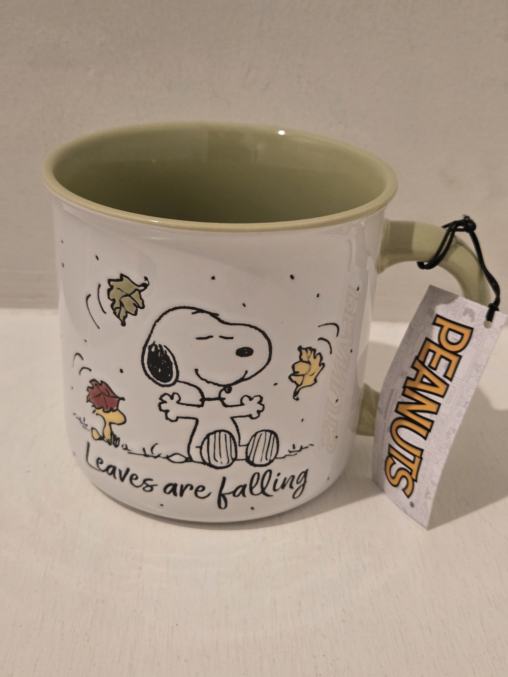 Peanuts Snoopy 'Leaves Are Falling' White & Sage Ceramic Mug